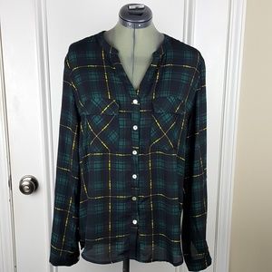 NWT Alice Blue Plaid Boulder Button Down Blouse